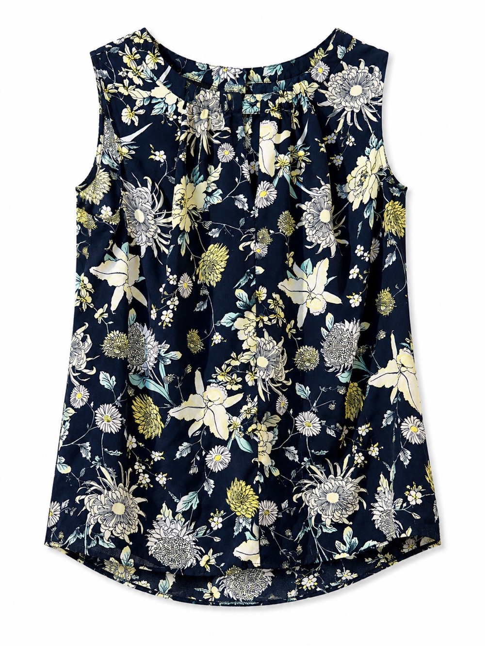 Jones New York Floral Sleeveless Blouse | 12 | Navy Multi | Good Condition
